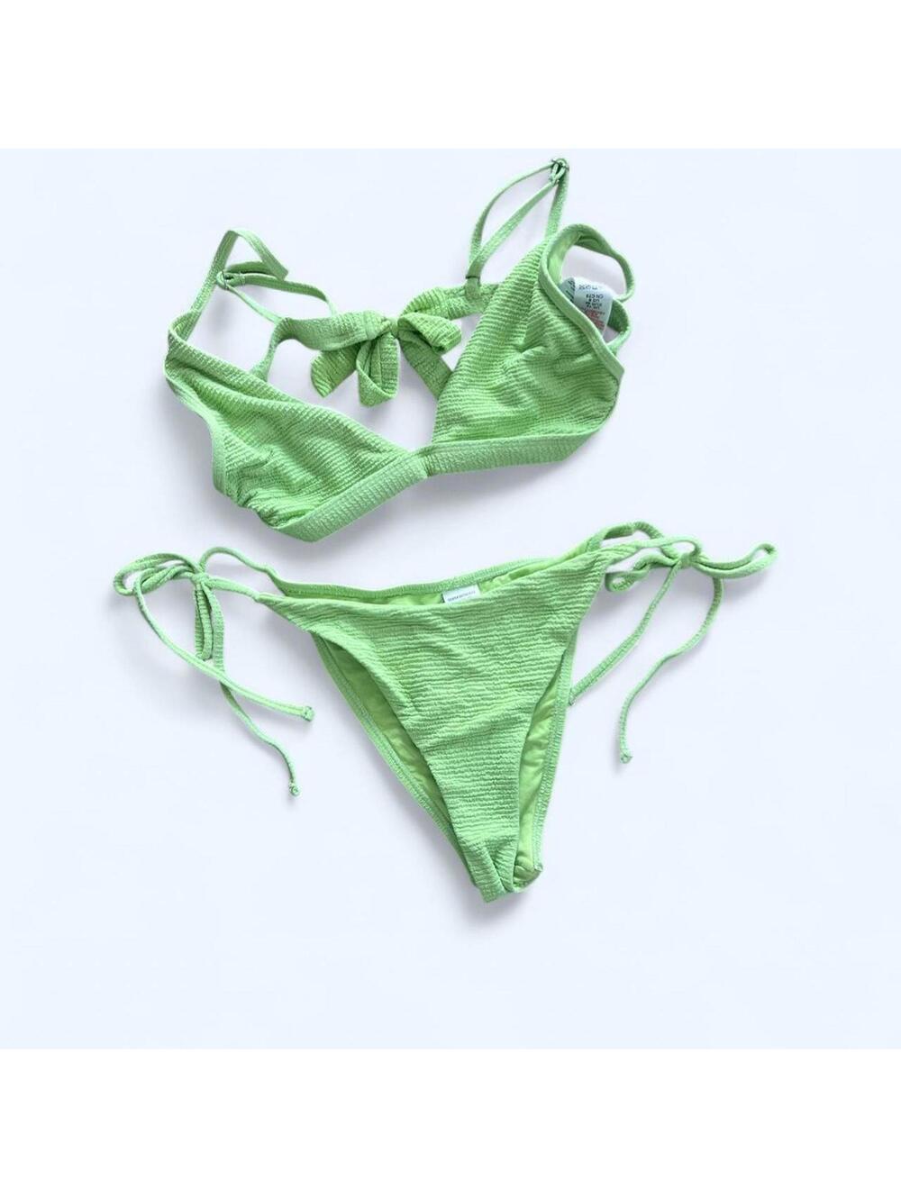 Topshop green tie side bikini set size 8